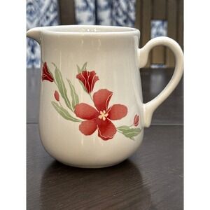 Corelle‎ Coordinates Chutney Stoneware Creamer Pitcher White Red Floral Design